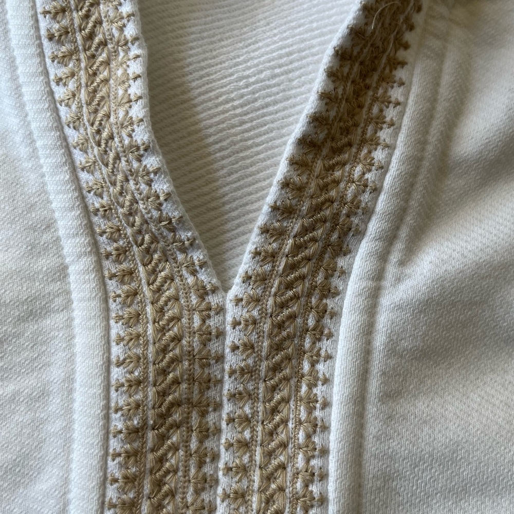 Women’s Pure Jill cream cotton boho resortwear pull over hood tunic. Medium - Picture 16 of 16